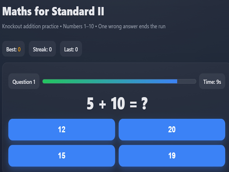 Oyunu Standart II için Matematik çevrimiçi